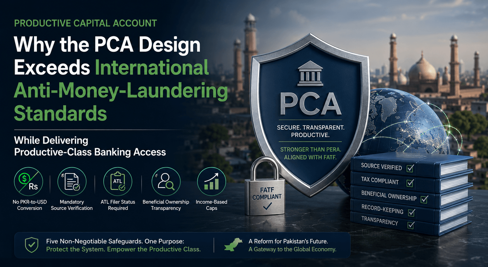 Why the PCA design exceeds international anti-money-laundering standards while delivering productive-class banking access