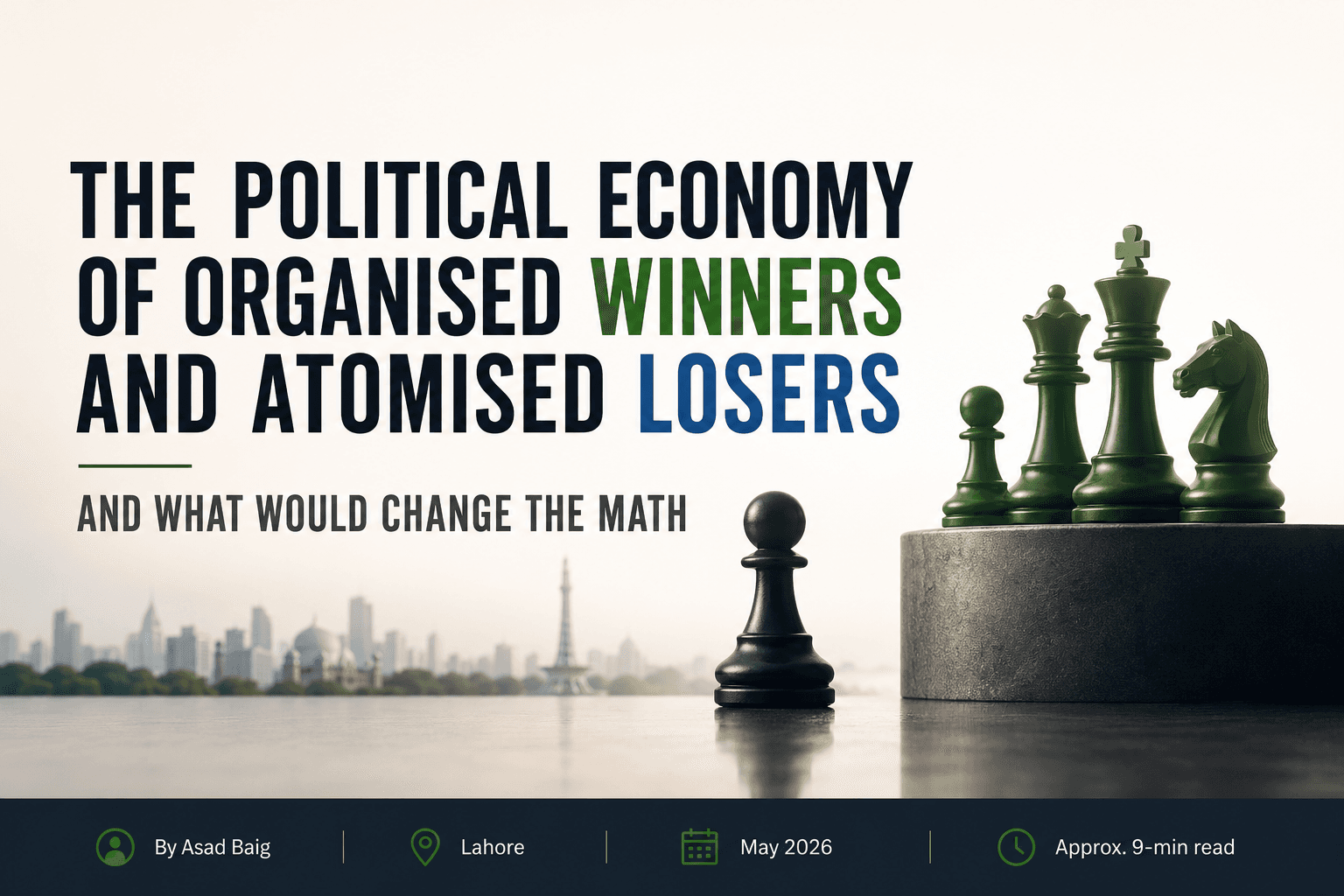 The political economy of organised winners and atomised losers, and what would change the math