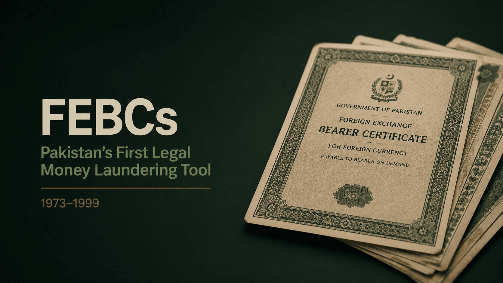 Government-issued anonymous bearer instruments introduced in 1973, the first legal money laundering tool in Pakistani history