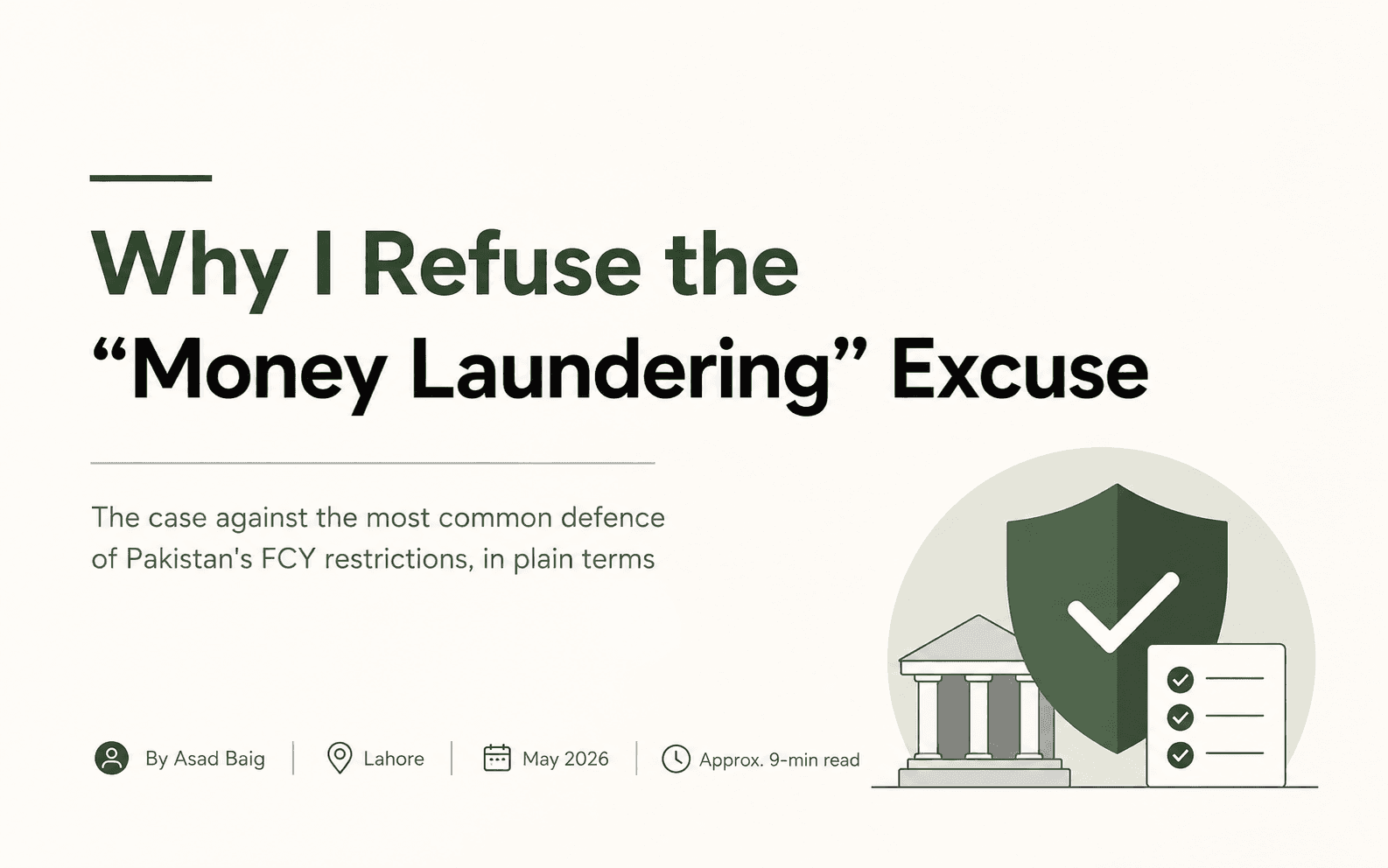 Why I Refuse the "Money Laundering