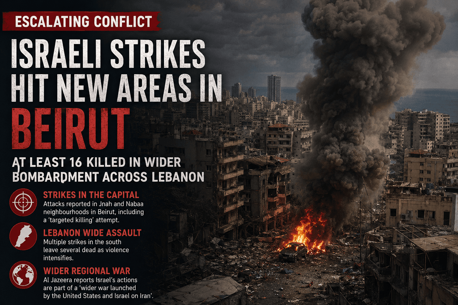 Beirut Under Fire as Israeli Strikes Expand